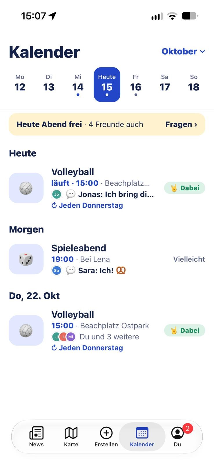 Kalender mit deinen Plänen